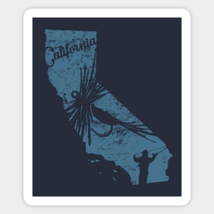 California Distressed Fly Fishing State Map Sticker